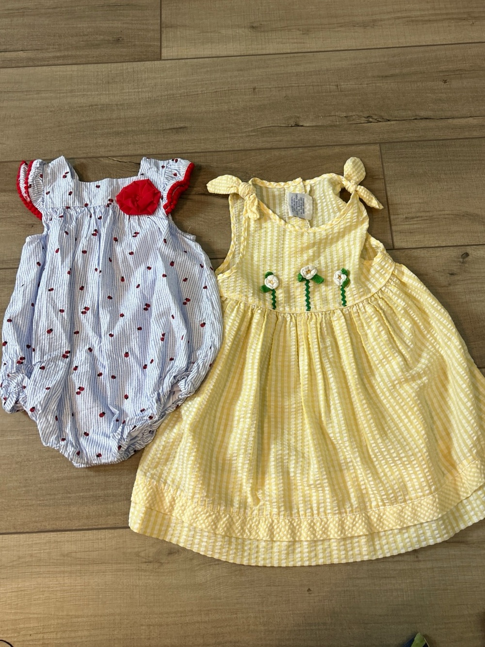 Girls Summer Dress And Romper 4th Of July Ladybugs Sun Dress Seersucker 24 MO